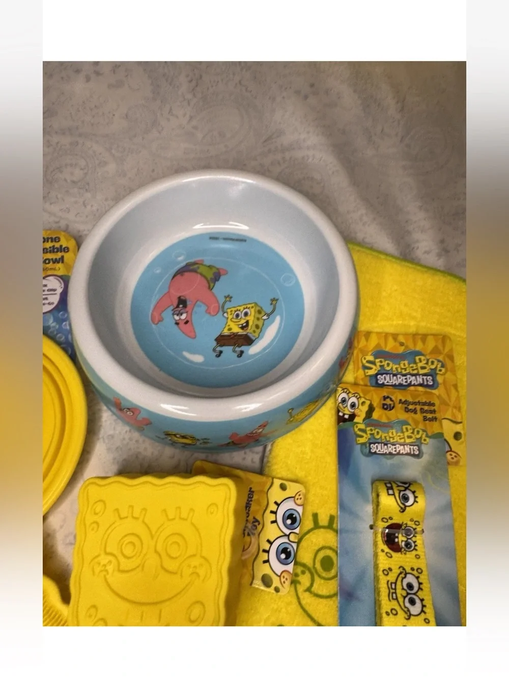 SpongeBob Squarepants Yellow Pet Bowl & Accessory Set